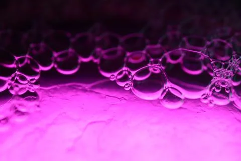Pink reflections of liquid in macro, red surface Stock Photos
