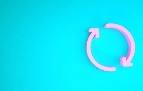 Pink Refresh icon isolated on blue background. Reload symbol. Rotation arrows Stock Illustration