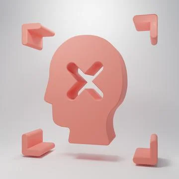 Pink Rejection face recognition icon isolated on pink background. Face iden.. Stock Illustration