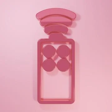 Pink Remote control for the camera icon isolated on pink background. An aux.. Ilustração Stock