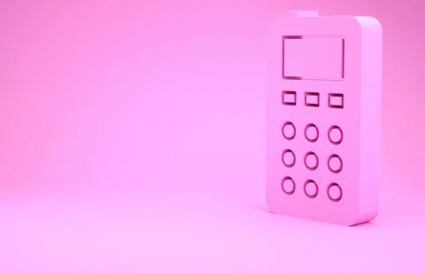 Pink Remote control icon isolated on pink background. Minimalism concept. 3d  Stock Illustration
