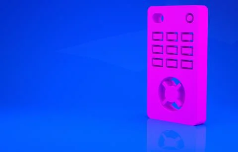 Pink Remote control icon isolated on blue background. Minimalism concept. 3d  Illustrazione stock