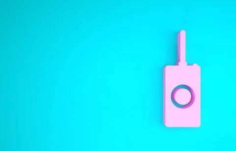 Pink Remote control icon isolated on blue background. Minimalism concept. 3d  스톡 일러스트