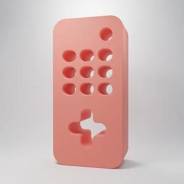 Pink Remote control icon isolated on pink background. Minimalism concept. 3.. Illustrazione stock