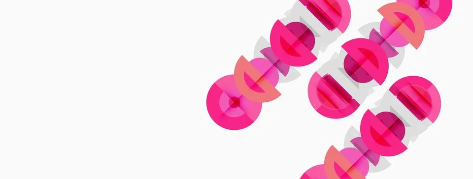 Pink repeating circular design over white background. Simple pattern, modern イラスト素材