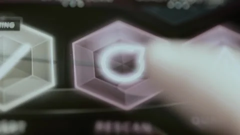 Pink rescan icon glows beside warning tile Stock Footage 344098415