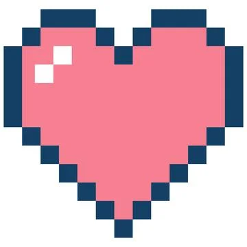 Pink retro 8-bit pixel art heart symbol for digital love concept. Stock Illustration