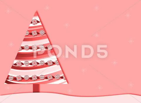 Pink retro christmas tree background Stock Illustration