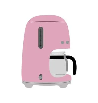 Pink Retro coffee machine vector isolated on white Stock Illustration