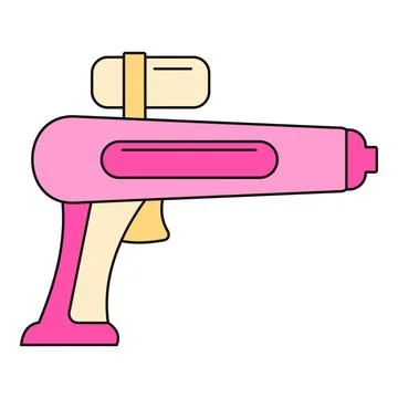 Pink retro space blaster ray gun cartoon graphic Stock Illustration