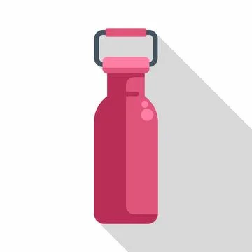 Pink reusable drink bottle flat vector illustration Stock Illustration
