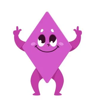 Pink rhombus math shape cartoon cute character Illustrazione stock