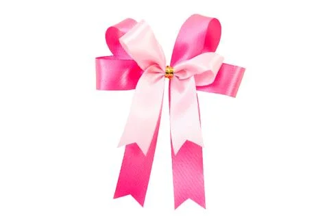 Pink ribbon bow oisolate on white with Clipping path Stock Photos