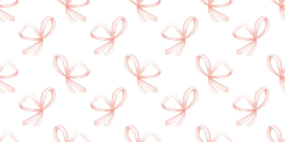 Pink ribbon bow seamless pattern Stock Illustration