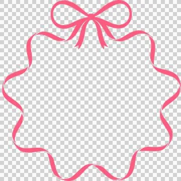 Pink Ribbon Bow Wavy Circular Frame Border on Black Background Stock Illustration