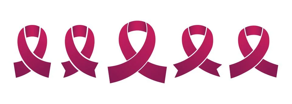 Pink ribbon elements symbol set. Breast cancer awareness ribbon vector. Stock Illustration