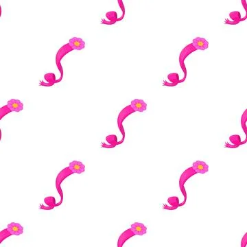 Pink ribbon with flower pattern seamless vector Stock Illustration