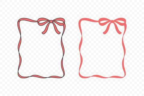 Pink Ribbon Frame Border. Vector Decorative Frame. Vertical Frame Template Wi Stock Illustration
