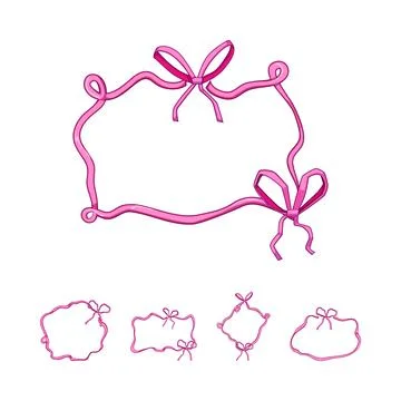 Pink ribbon frames decorating invitations and greeting cards Illustrazione stock