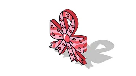 Pink ribbon with heart pattern Stock Illustration