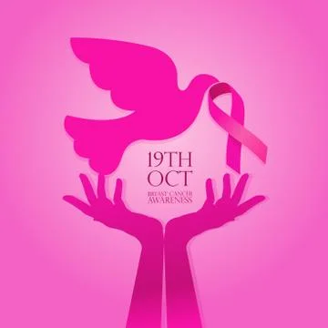 Pink ribbon on pink background of breast cancer awareness vector illustration. Stock Illustration