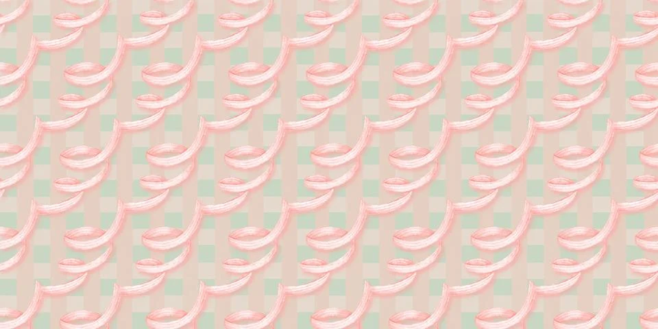 Pink ribbon plaid pattern mint イラスト素材
