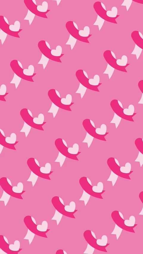 Pink ribbon seamless pattern with heart symbols for breast cancer awareness Stock Footage 333461068