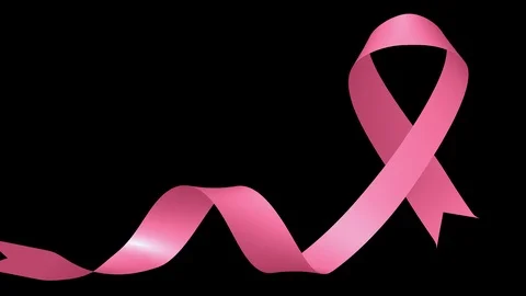 Pink ribbon, symbol of breast cancer awareness animation with alpha channel Stock Footage
