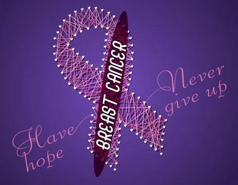 Pink ribbon of thread on a purple Stock Illustration