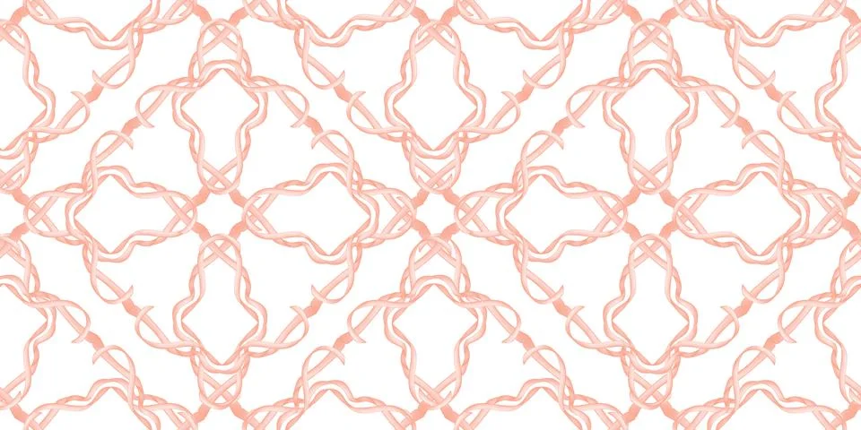 Pink ribbons geometric seamless pattern watercolor Stock Illustration