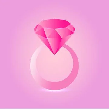 Pink ring with diamond. Barbicore style. Vector illustration. Stock Illustration
