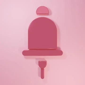 Pink Ringing alarm bell icon isolated on pink background. Fire alarm system.. Stock Illustration