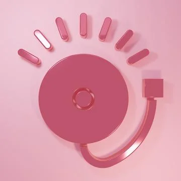 Pink Ringing alarm bell icon isolated on pink background. Fire alarm system.. Stock Illustration