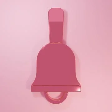 Pink Ringing bell icon isolated on pink background. Alarm symbol, service b.. Stock Illustration
