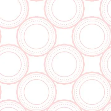 Pink rings abstract seamless pattern on white Stock Illustration