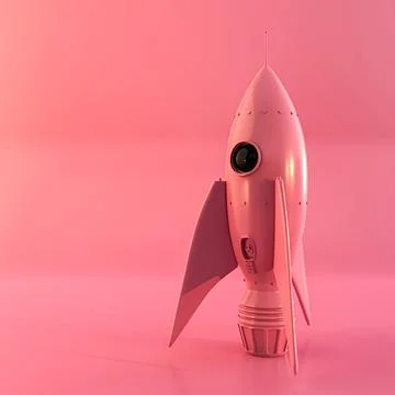 Pink rocket isolated on pink Stock Illustration