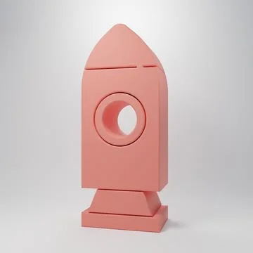 Pink Rocket ship icon isolated on pink background. Space travel. Minimalism.. Stock Illustration