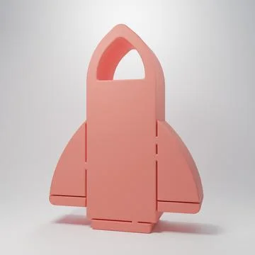 Pink Rocket ship icon isolated on pink background. Space travel. Minimalism.. Stock Illustration