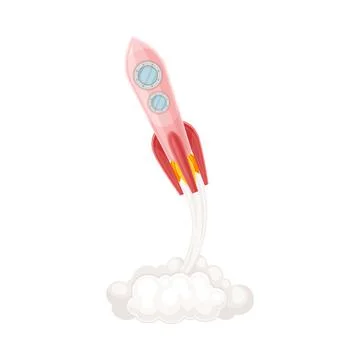 Pink Rocket as Spacecraft with Engine Exhaust Launching in Space Vector Stock Illustration