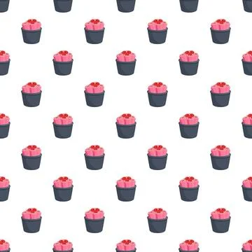 Pink rolled ice cream cups seamless pattern Stock Illustration