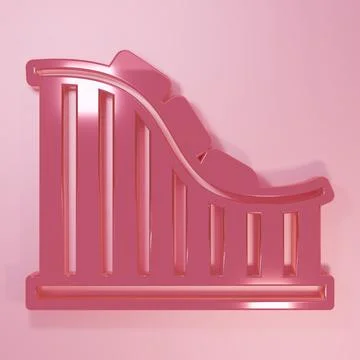 Pink Roller coaster icon isolated on pink background. Amusement park. Child.. Illustrazione stock