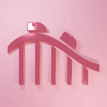 Pink Roller coaster icon isolated on pink background. Amusement park. Child.. Stock Illustration