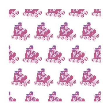 Pink roller skates. Simple seamless pattern. Vector illustration. Illustrazione stock