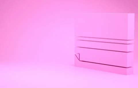 Pink Rolling paper icon isolated on pink background. Minimalism concept. 3d i Stock Illustration