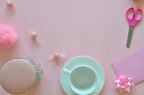Pink Romantic background, template with text place Foto stock