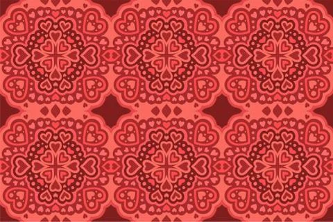 Pink romantic seamless pattern with heat shapes Stock Illustration