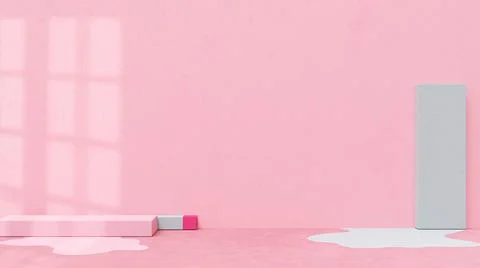 Pink room light from the window shining from the side.  Stock Illustration
