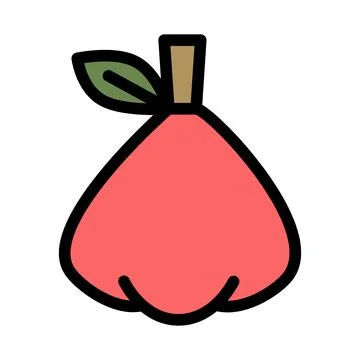 Pink rose apple flat Stock Illustration