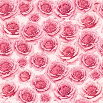 Pink rose flower bouquets elements seamless pattern full filled Stock Illustration