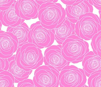 Pink Rose Flower Vector Pattern. Cite Floral Seamless Background. Illustrazione stock